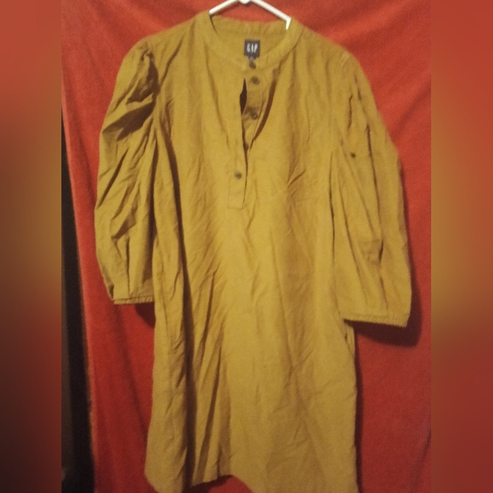 GAP Puff Sleeve Corduroy Mini Dress Holiday Brown Size Large